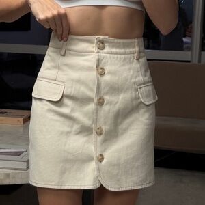 Stylish Cream Button-Up Mini Skirt